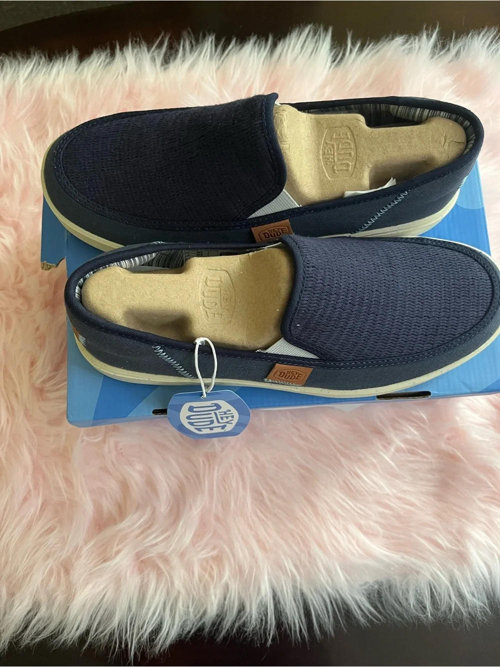 Hey Dude Navy Blue Woven Slip-On Loafers